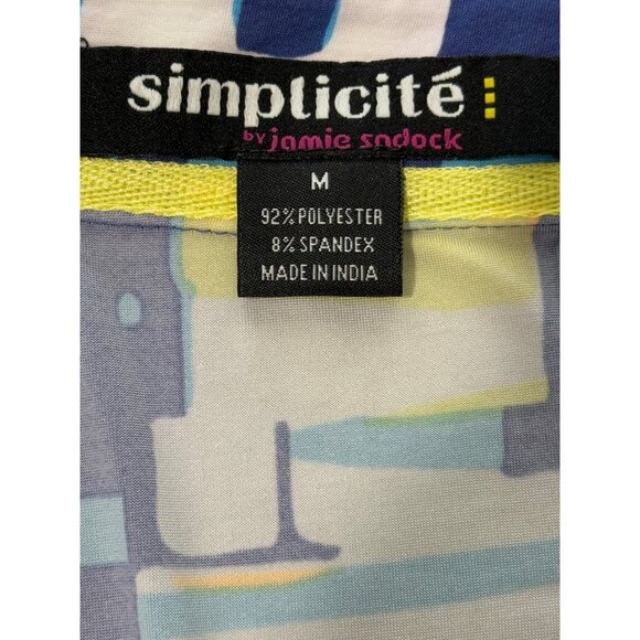 Simplicit by Jamie Sadock Women's Sleeveless Top 1/4 Zip Geometric Size M - Picture 4 of 7